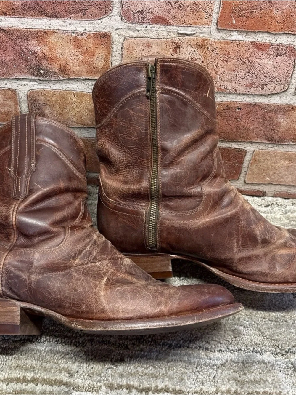 TECOVAS Dean  10 EE Men Cowboy Brown Western Zip Slim Ranchwear Roper W/ Zipper
